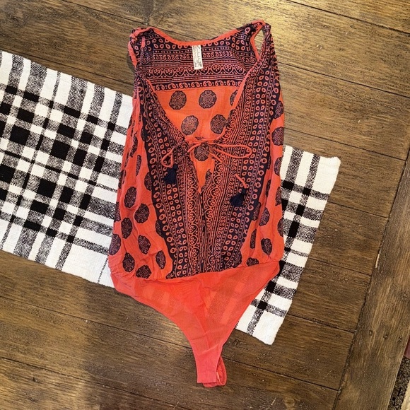 Intimately Free People Boho Wrap Deep Cut Tassel Thong Sleeveless Bodysuit Small - Picture 3 of 9